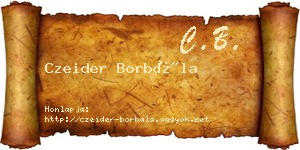 Czeider Borbála névjegykártya